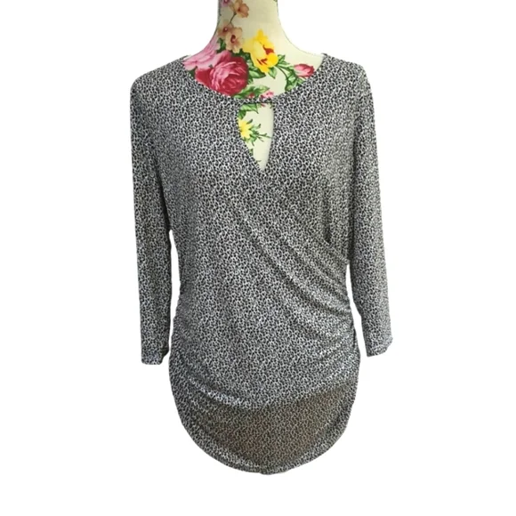 Tahari Leopard Print Ruched Top - Picture 1 of 8